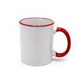 11oz Stonware Subliamtion Taza de recubrimiento blanco Taza Taza Taza Rim y mango